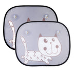 Cat design car window sun shades — pair with suction-cup fitting