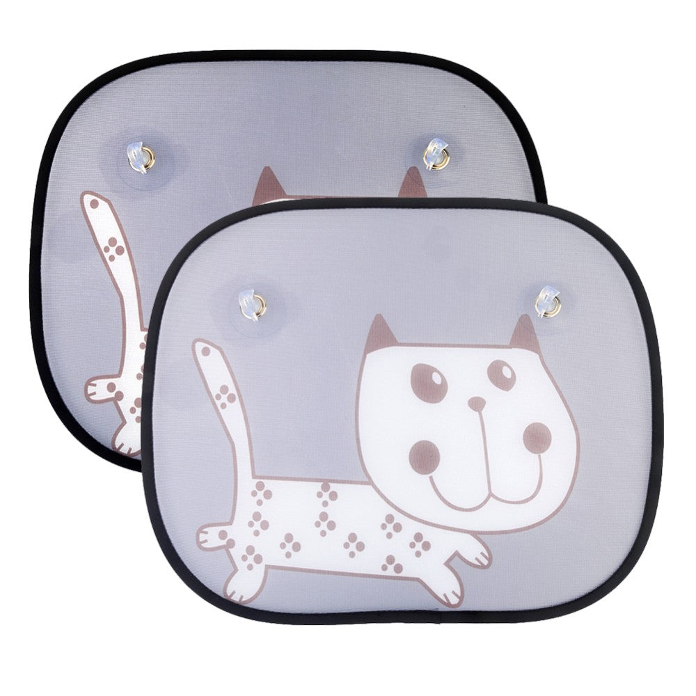 Cat design car window sun shades — pair with suction-cup fitting