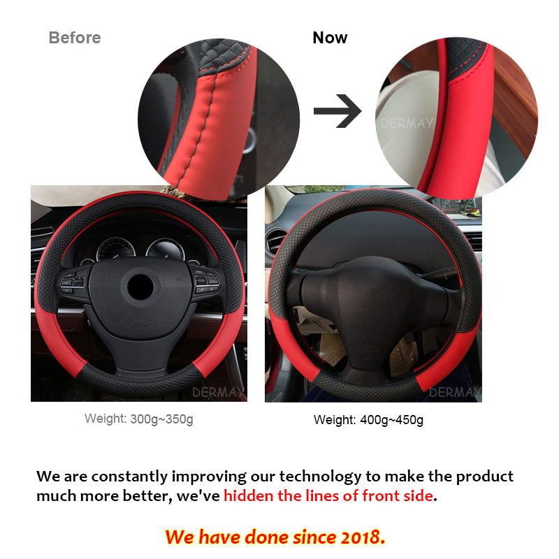 Leather universal car steering wheel cover