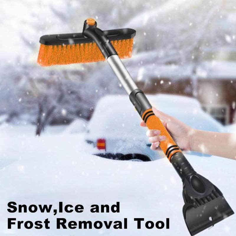 Extendable car snow brush and ice scraper with foam grip