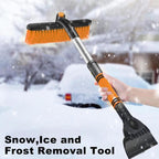 Extendable car snow brush and ice scraper with foam grip