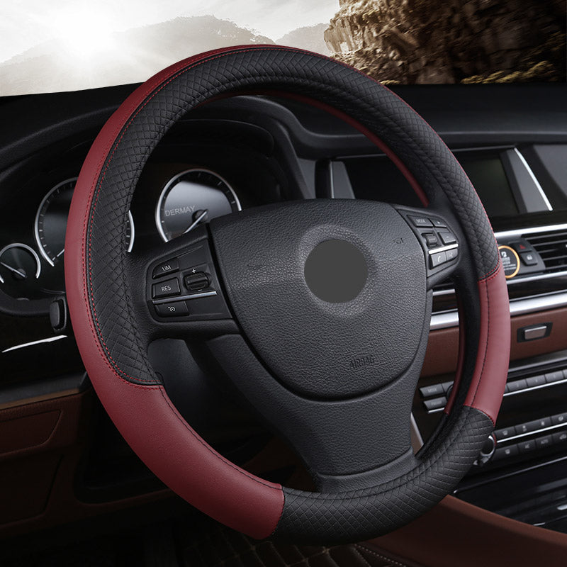 Leather universal car steering wheel cover