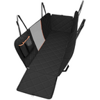 Water-resistant dog car seat hammock covering a car back seat