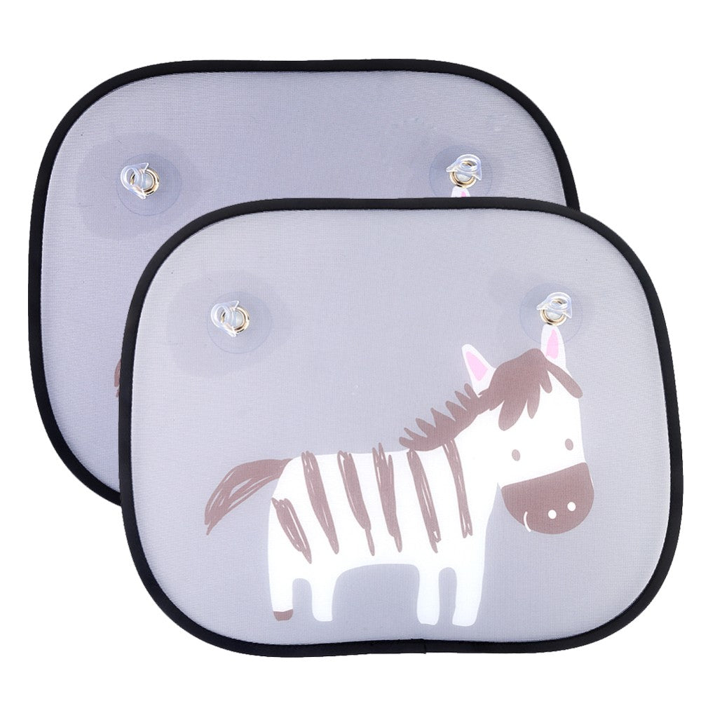 Zebra design car window sun shades — pair with suction-cup fitting