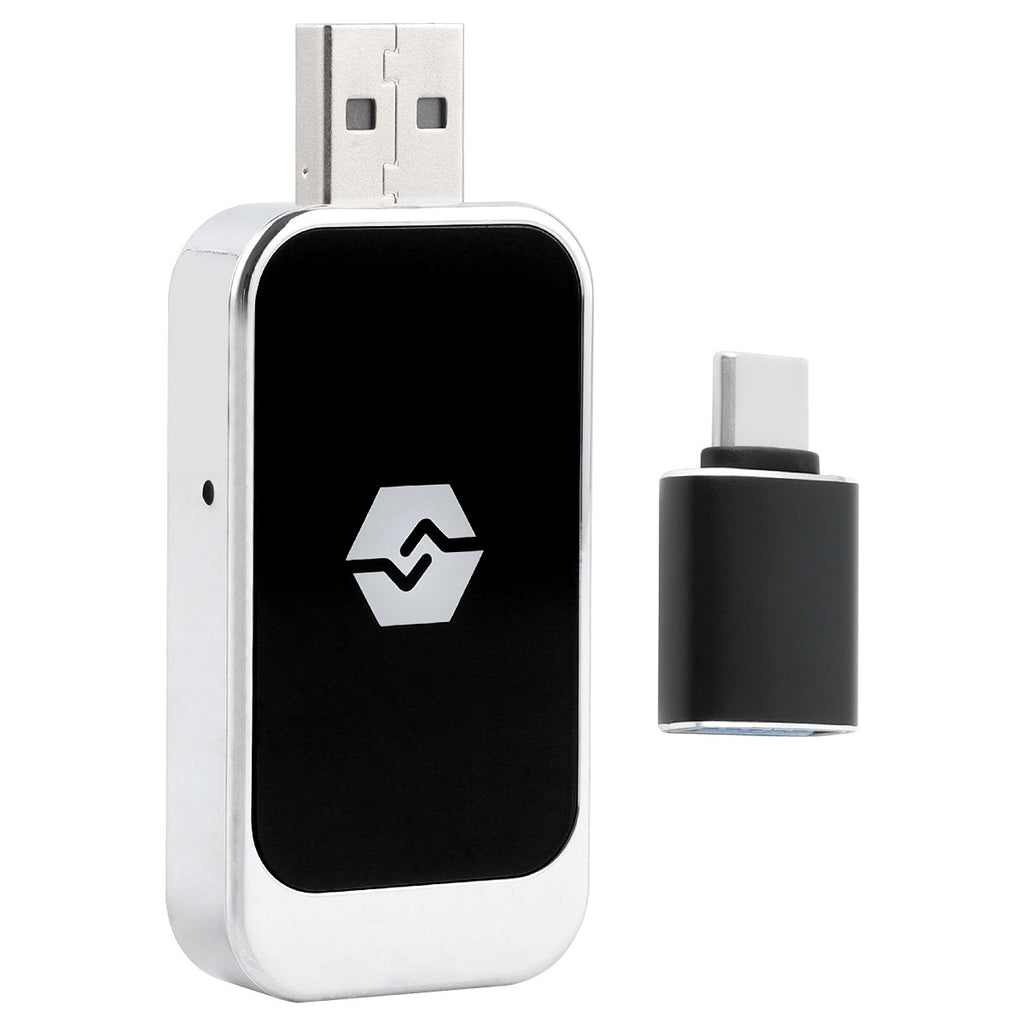 UK-stock wireless CarPlay & Android Auto adaptor with USB-C adapter