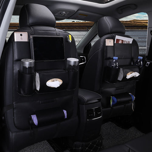 Premium Leather Backseat Organizer – Business Black
