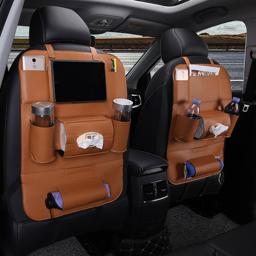 Premium Leather Backseat Organizer – Cayenne Yellow